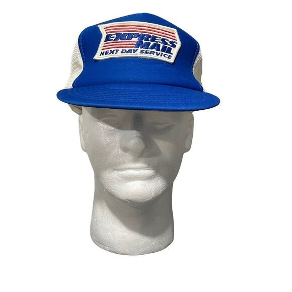 Vintage Express Mail Mesh Back Trucker Hat Big Patch Added 90’s - Picture 1 of 7